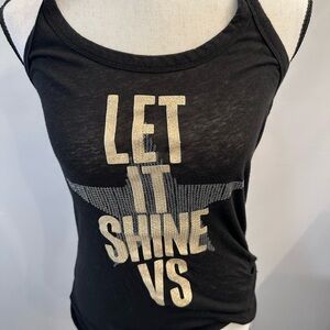 Victoria's Secret Black and Gold Fitted Tank Top